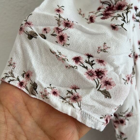 Abercrombie & Fitch Floral Bodysuit Back Smocking Ruffle Sleeve Romantic Boho XS - Picture 4 of 8